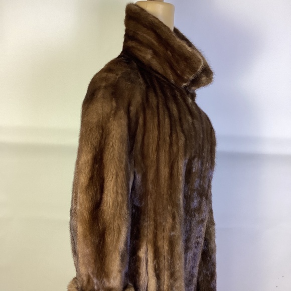 Luxurious Dasco Dark Mahogany Brown mink Full Length Fur Coat Sz 12 - Picture 14 of 14